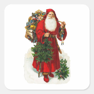 Victorian Santa Claus Square Sticker