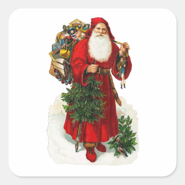 Victorian Santa Claus Square Sticker (Front)