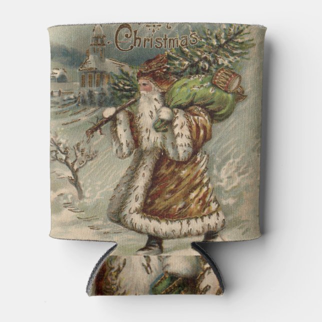 Victorian Santa Claus With Christmas Tree Can Cooler (Front)