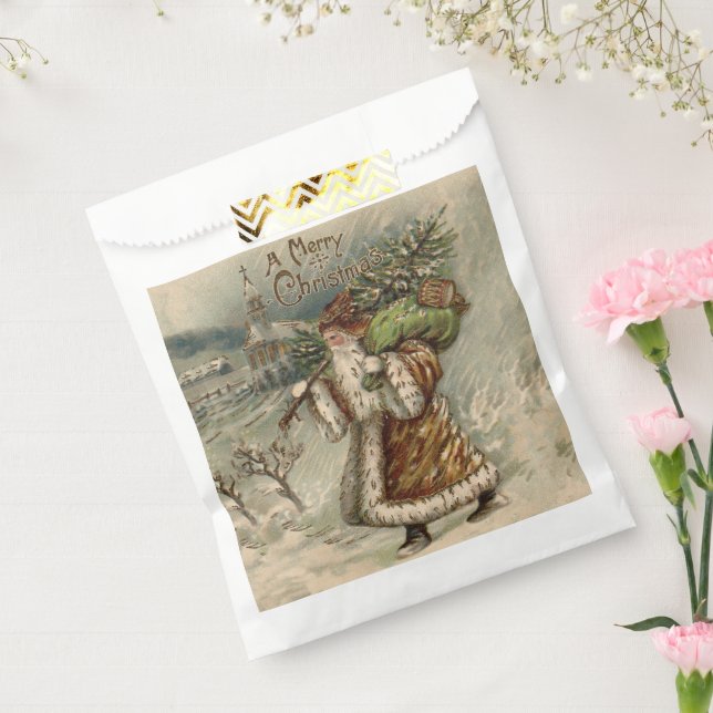 Victorian Santa Claus With Christmas Tree Favour Bag (Sealed)
