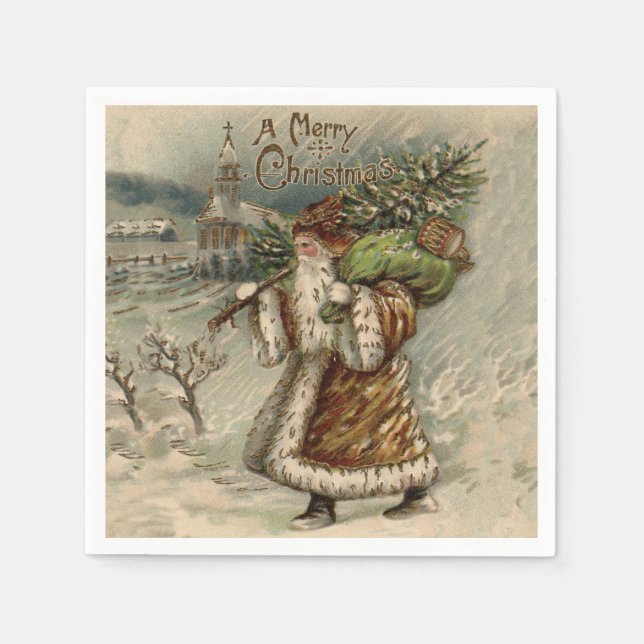 Victorian Santa Claus With Christmas Tree Napkin (Front)