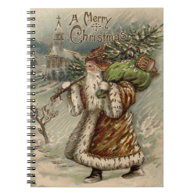 Victorian Santa Claus With Christmas Tree Notebook (Front)