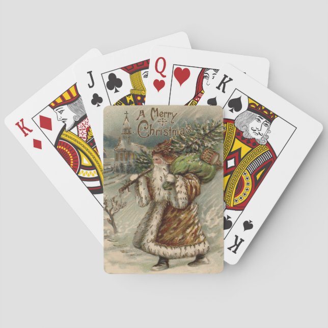 Victorian Santa Claus With Christmas Tree Playing Cards (Back)