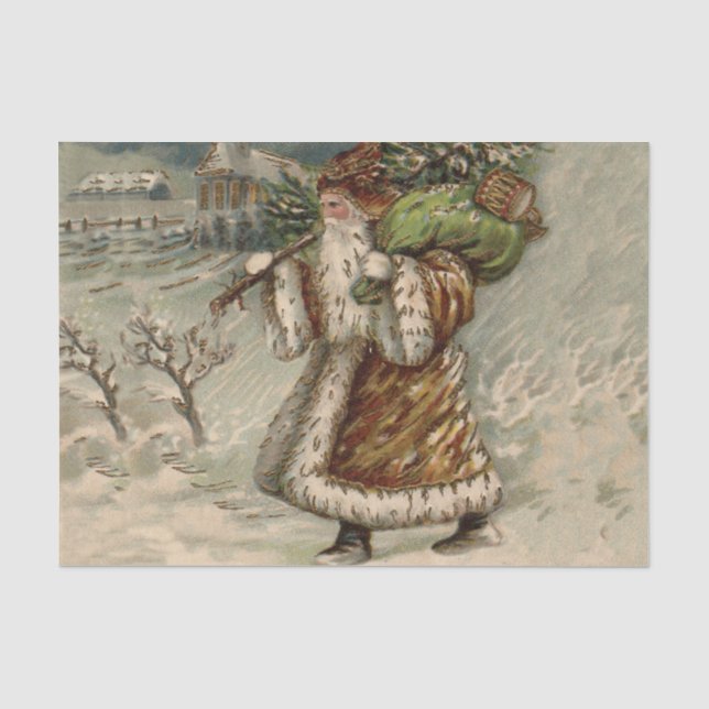 Victorian Santa Claus With Christmas Tree Tissue Paper (Front)