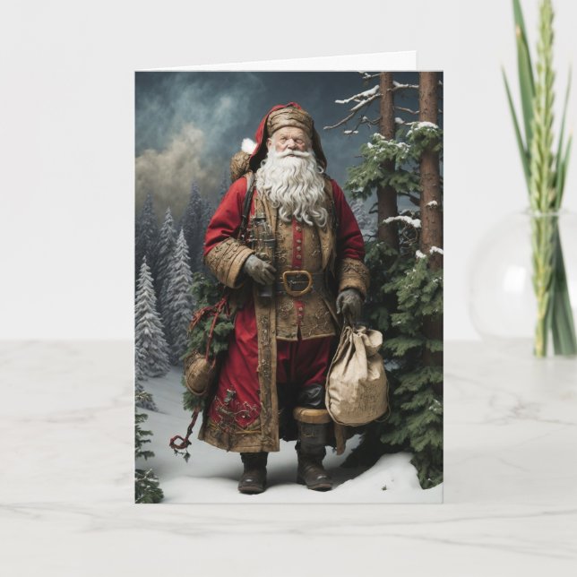 Victorian Santa - Merry Christmas Thank You Card (Front)