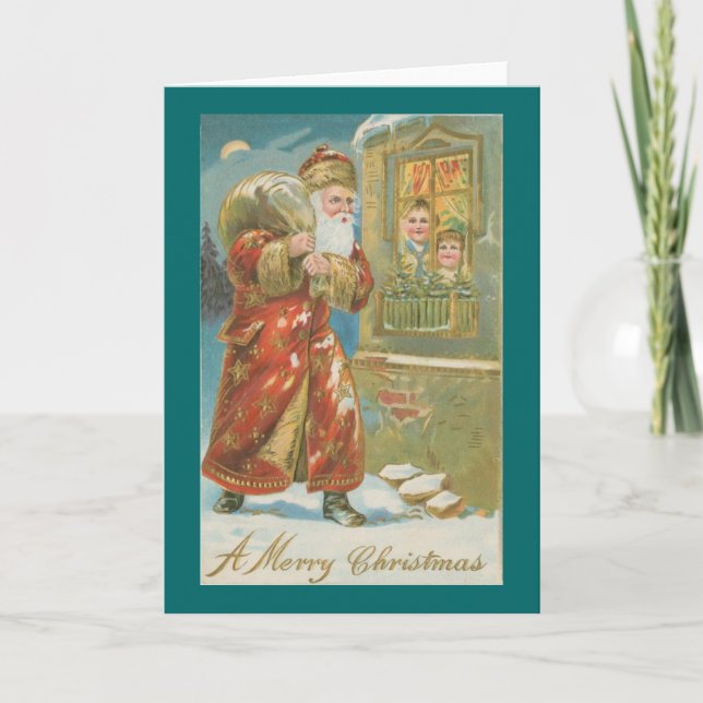 Victorian Santa with Pack Christmas Card (Front)