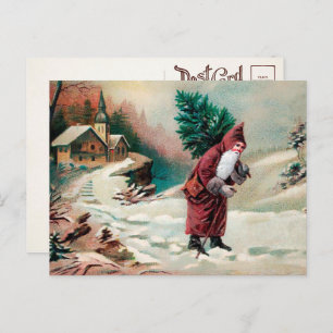 Victorian Santa with Tree Postcard