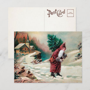 Victorian Santa with Tree Postcard