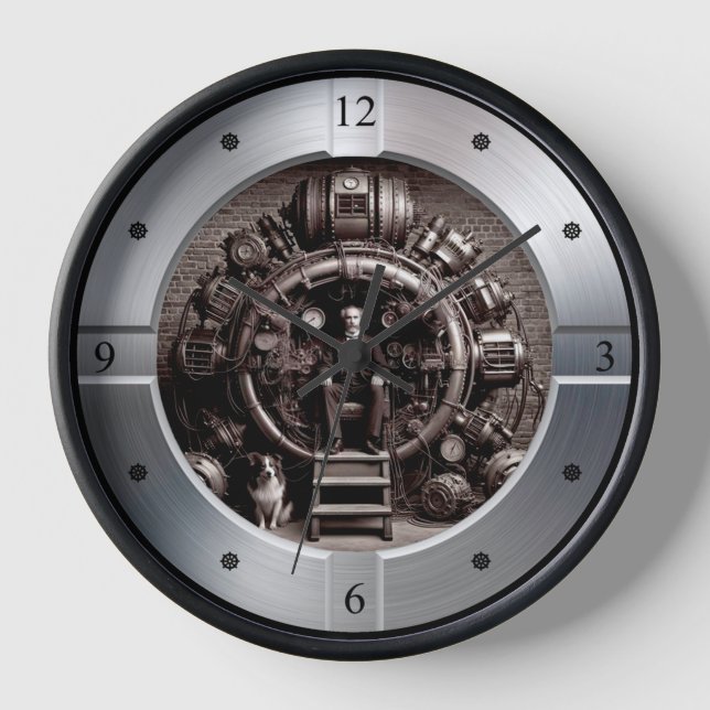 Victorian Scientist ~ Steampunk Time Machine V5.4  Clock (Front)
