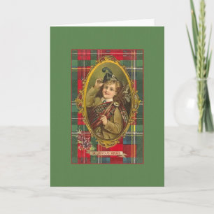 Victorian Scottish Bagpipes Christmas Card