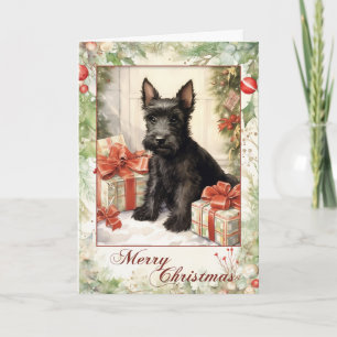 Victorian Scottish Terrier Christmas Holiday Card