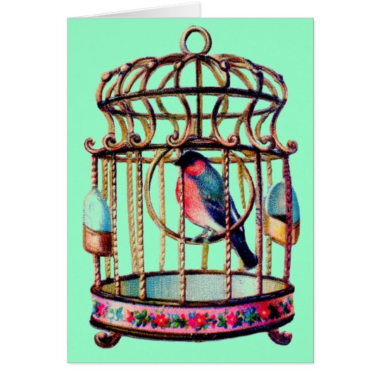 Victorian Scrap Die cut Bird Cage Card