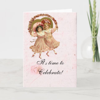 Victorian Shabby Pink Girl's Birthday Card