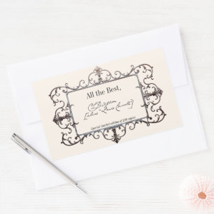 Victorian Signature Author BookPlate Template Rectangular Sticker