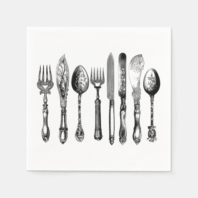 Victorian silverware silver napkin (Front)