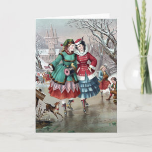 Victorian Skating Scene Greeting Card
