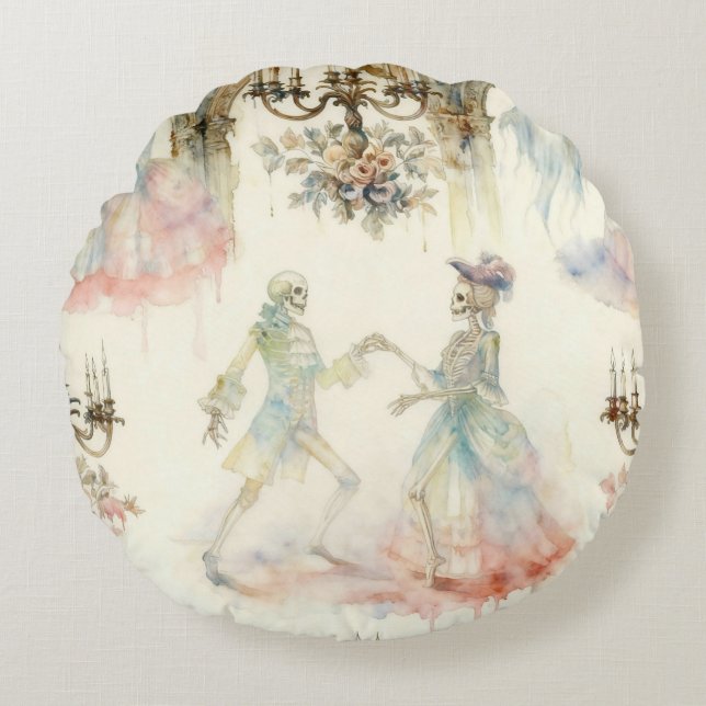 Victorian Skeleton Ballroom  Round Cushion (Front)