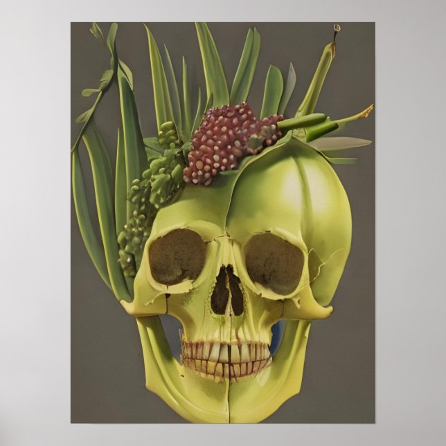 Victorian Skull, Aloe, and Grapes Poster (Front)