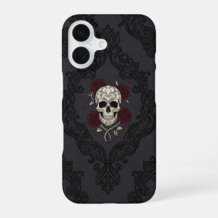 Victorian Skull & Roses Damask Phone Case