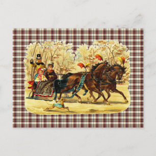 Victorian Sleigh Ride Christmas Holiday Postcard