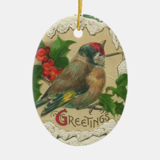Victorian Snow Bird Christmas Ornaments (Front)