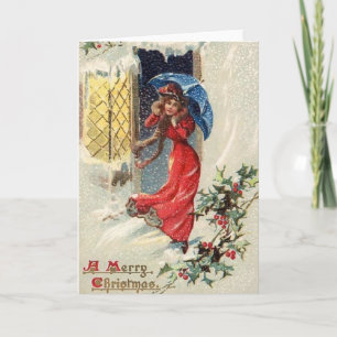 Victorian Snow Storm Christmas Greeting Card