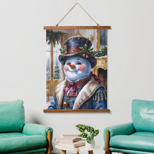 Victorian Snowman Christmas Design Hanging Tapestry (Living Room)