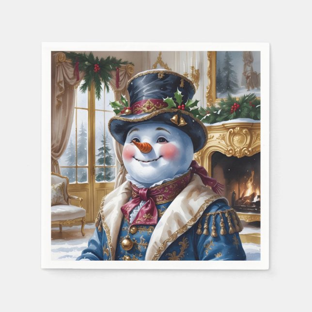 Victorian Snowman Christmas Design  Napkin (Front)