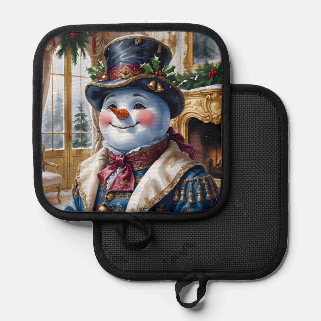 Victorian Snowman Christmas Design Pot Holder (Front/Back)