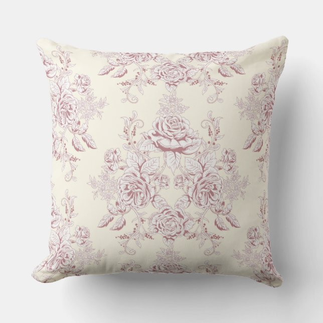Victorian,soft yellow, soft pink,floral,pattern,vi cushion (Front)