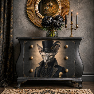Victorian Sphynx Cat Gentleman Decoupage Tissue Paper