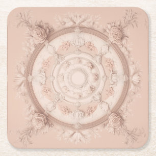 Victorian Spring, Powder Pink,  Square Paper Coaster