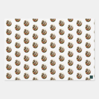 Victorian Squirrels Wrapping Paper 3 Sheet Set