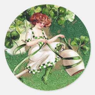 Victorian St Patrick's Day Classic Round Sticker