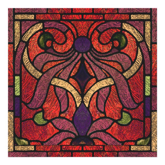 Victorian Stained Glass in Maroon and Red Photo Print (Front)