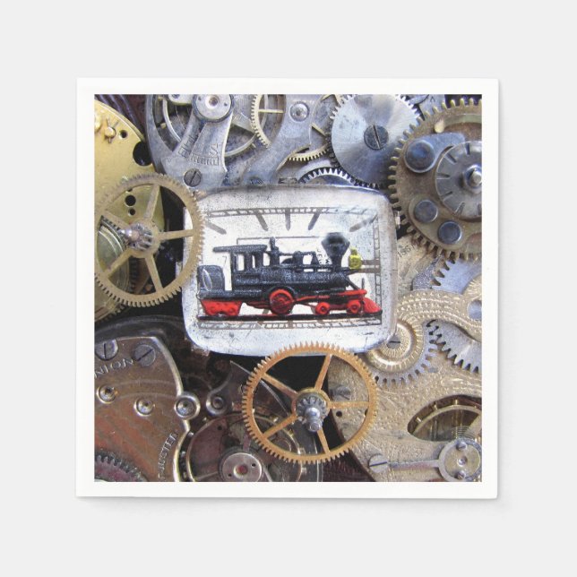 Victorian Steam Train Steampunk party dining Napkin (Front)