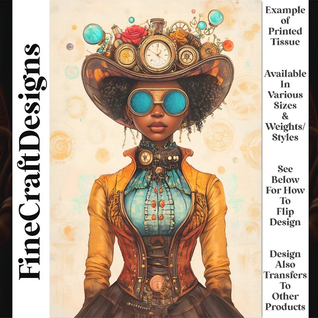 Victorian Steampunk African American T9 Decoupage Tissue Paper (Creator Uploaded)
