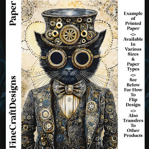 Victorian Steampunk Black Cat AB6 Scrapbook Paper