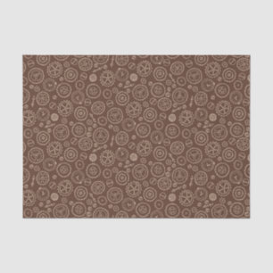 Victorian Steampunk Brown & White Gears Drawing Tissue Paper