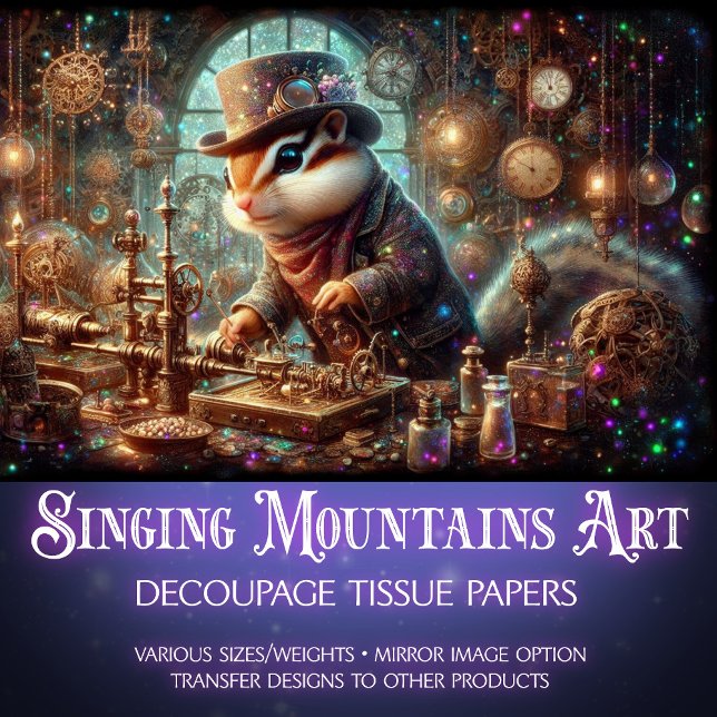 Victorian Steampunk Chipmunk Inventor Decoupage Tissue Paper (Creator Uploaded)