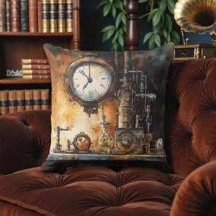 Victorian Steampunk Clock Lab Cushion