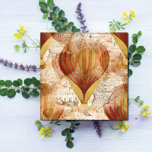 Victorian Steampunk Collage of Hot Air Balloons Card