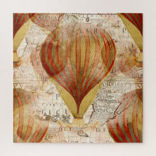 Victorian Steampunk Collage of Hot Air Balloons Jigsaw Puzzle