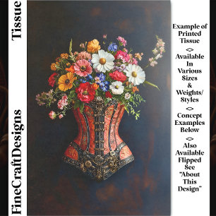 Victorian Steampunk Corset Flowers DF5L Decoupage Tissue Paper