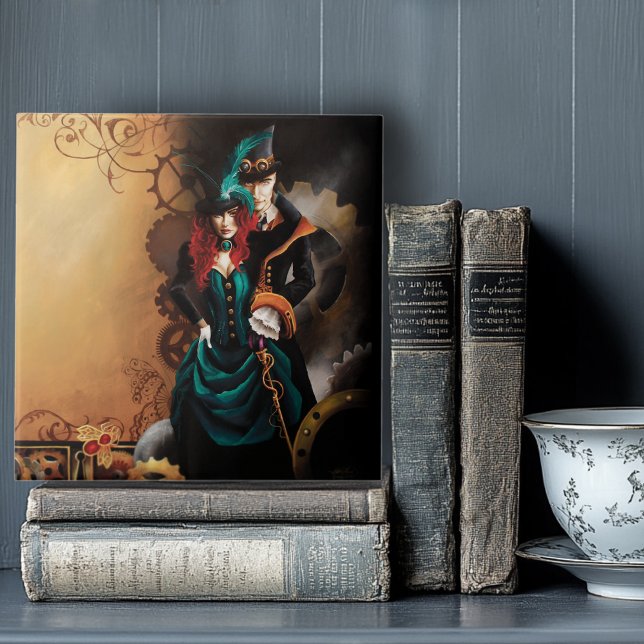 Victorian Steampunk Couple Ceramic Tile (Creator Uploaded)