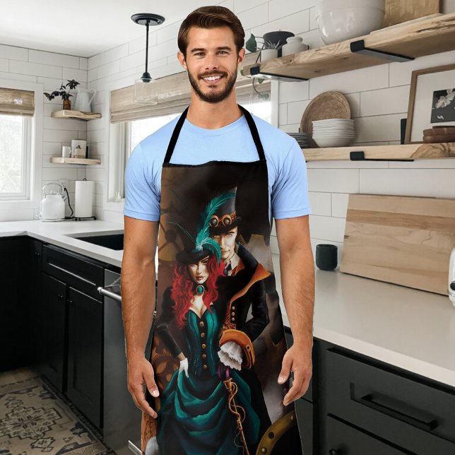 Victorian Steampunk Couple  Elegance Romance  Apron (Creator Uploaded)
