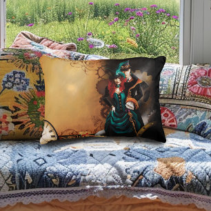 Victorian Steampunk Couple Elegance Romance Decorative Cushion