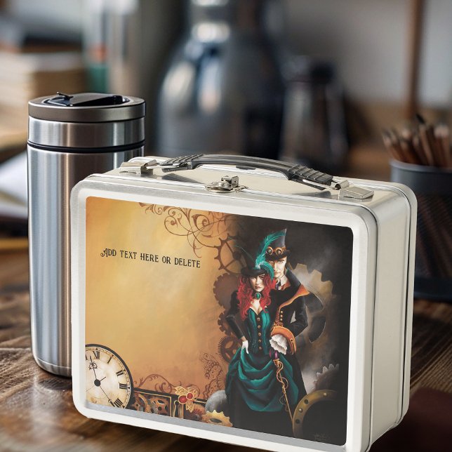 Victorian Steampunk Couple Metal Lunch Box (Creator Uploaded)