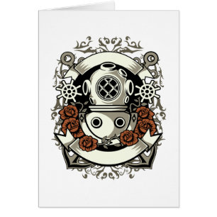 Victorian Steampunk Deep Sea Diver Red Roses