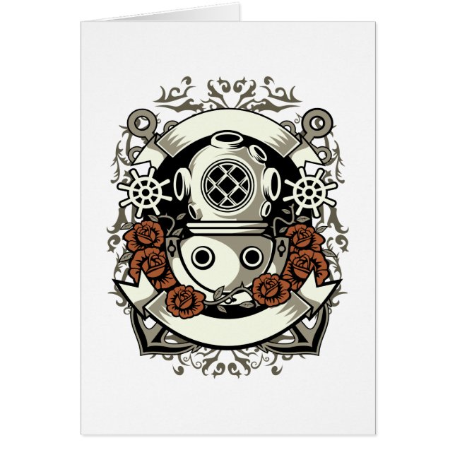 Victorian Steampunk Deep Sea Diver Red Roses (Front)